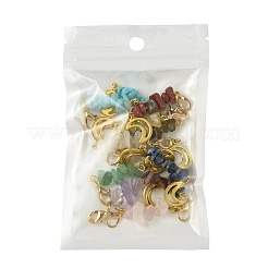 12Pcs 12 Colors Alloy Gemstone Chip Moon Pendant Decorations&nbsp;HJEW-FS00050
