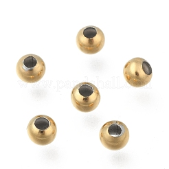 丸型PVD真空メッキ304ステンレススチールビーズ  長持ちメッキ  ゴールドカラー  4mm  穴：1.5mm&nbsp;X-STAS-F105-03-4mm