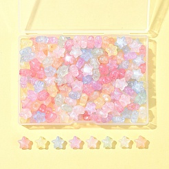 200個の蓄光アクリルビーズ  キラキラビーズ  暗闇で光る  スター  ミックスカラー  10x10.5x6mm  穴：2mm  200pc&nbsp;MACR-FS0001-78
