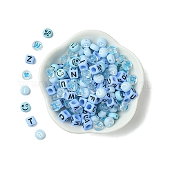 200PCSアクリルビーズ  混合図形  ライトブルー  6~7x6~7x4~6mm  穴：1.6~3.5mm&nbsp;SACR-FS0001-31