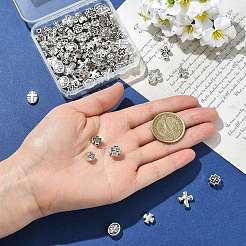 100個 10スタイル チベットスタイル 合金ビーズ  クロス  アンティークシルバー  8~14x8~12.5x3~5.5mm  穴：1.2~2.5mm  10個/スタイル&nbsp;FIND-CJ0006-03