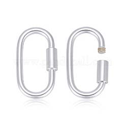 スターリングシルバーのロックカラビナ2個925個  オーバル  925銀メッキ  16x8mm&nbsp;STER-PH0004-52B
