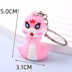 ヘビ PVC バッグ キーホルダー  漫画のバックパック吊り下げ装飾  ピンク  50x31mm&nbsp;PW-WGE01BD-01