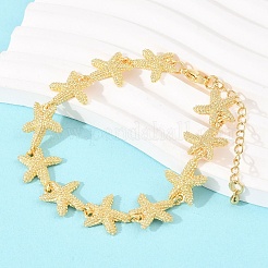 Starfish Brass Link Chain Bracelets for Women&nbsp;BJEW-K248-07A-G