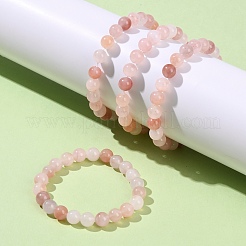 8MM Natural Xinjiang Golden Silk Jade Round Beaded Stretch Bracelets for Women&nbsp;BJEW-G756-01A