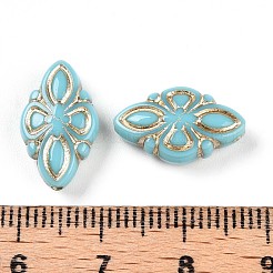 メッキアクリルビーズ  ゴールドライン入り  菱形  ターコイズ  16x9.5x4.5mm  穴：1mm  約1350個/500g&nbsp;OACR-S029-111