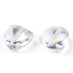 透明なガラスビーズを電気  ABカラーメッキ  チューリップの花  クリアAB  9x9x5.5mm  穴：1mm&nbsp;GLAA-T022-26-C01