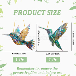 2個 2スタイル アクリル製 鳥型吊り下げサンキャッチャー  家庭用屋外ガーデン吊り下げ装飾品  ポリエステルロープ付  ミックスカラー  161~183x200~236x1.7mm  穴：4mm  1個/スタイル&nbsp;HJEW-CN0001-32