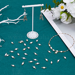 40Pcs 2 Colors Natural Cultured Freshwater Pearl Links Connector Charms&nbsp;PALLOY-DC00035