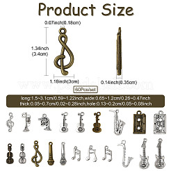 60Ps 20 Styles Musical Theme Tibetan Style Alloy Pendants&nbsp;FIND-FS0005-05