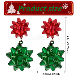 4ペア 4色 クリスマススター合金ダングルスタッドピアス レディース  ミックスカラー  43.5x21.8mm  ピン：0.8mm  1ペア/カラー&nbsp;EJEW-AN0002-26