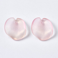 塗装ガラスペンダントスプレー  グリッター金粉付き  艶消し  花びら  ピンク  20~21x18~19x7~8mm  穴：1mm&nbsp;GLAA-N042-003-H01