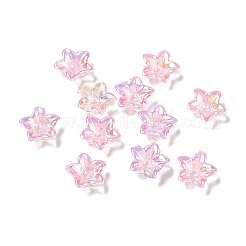 透明なアクリルビーズキャップ  花  UVメッキ  5枚の花びら  ミックスカラー  8x8.5x3mm  穴：1.6mm&nbsp;AC-CBA1E6C-06D