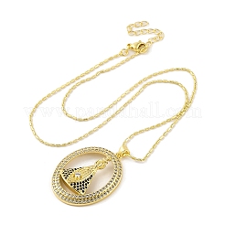Brass Micro Pave Clear & Blue Cubic Zirconia Nossa Senhora Aparecida Pendant Necklaces for Women&nbsp;NJEW-S430-02G-01