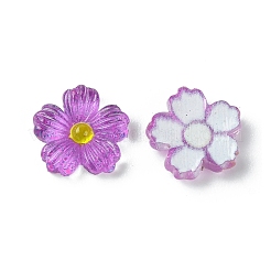 半透明の樹脂カボション  花  ミックスカラー  9~9.5x2.2mm&nbsp;RESI-E039-14