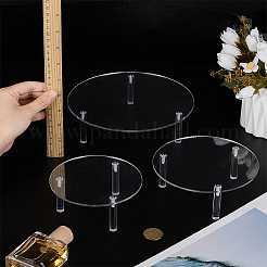 3個 3サイズ 丸型アクリルディスプレイライザーホルダー  透明  12.8~20x5.3cm  1個/サイズ&nbsp;ODIS-WH0030-247