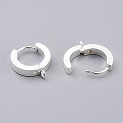 304 ステンレススチール ハギー フープ イヤリング ファインディング  カン付き  リング  銀  15.5x14x3mm  穴：1.6mm  ピン：1mm&nbsp;STAS-I167-01A-S
