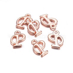 ローズゴールドメッキ合金文字ペンダント  ラックめっき  文字.p  14x8x2mm  穴：1.5mm&nbsp;PALLOY-P097-05-P