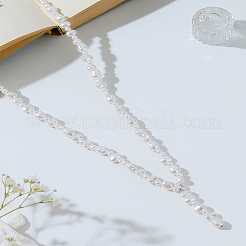 プラスチック製模造真珠ナゲットペンダントネックレス1個  プラチナ  フローラルホワイト  14.80インチ（37.6cm）&nbsp;NJEW-LP0007-26