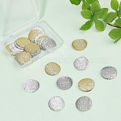 30個3色環境保護電気メッキ真鍮ペンダント  エンボス加工のフラットラウンド  ミックスカラー  20x1.7mm  穴：1mm  10個/カラー&nbsp;KK-FG0001-05