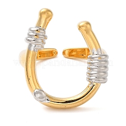 U-Shape Brass Open Cuff Rings for Women&nbsp;RJEW-B062-13GP