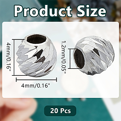 スターリングシルバースペーサービーズ20個925個  ラウンド  銀  4x4mm  穴：1.5mm&nbsp;STER-AR0001-26