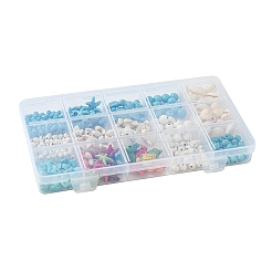 DIY Synthetic Turquoise & Natural Cowrie Shell Beads Jewelry Making Finding Kits&nbsp;DIY-FS0005-98