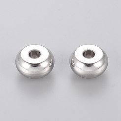 変色しにくい304ステンレススチールビーズ  ロンデル  ステンレス鋼色  10x5mm&nbsp;STAS-E036-18A