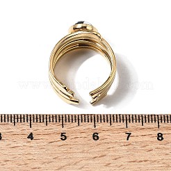 女性用304ステンレススチールオープンカフリング  ラウンド  合成ターコイズ付き  ゴールドカラー  9mm  内径：18mm&nbsp;RJEW-K258-17A-G