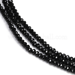 天然石ブラックスピネルビーズ連売り  多面カット  ロンデル  2x2x1~1.5mm  穴：0.5mm  約283個/連  15インチ&nbsp;G-P553-F08-01