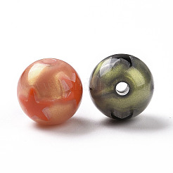 不透明なアクリルビーズ  グリッターパウダー  星柄丸  ミックスカラー  15.5x15mm  穴：3mm&nbsp;OACR-M003-01