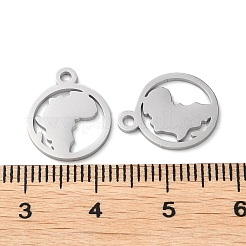 変色しない304ステンレススチールチャーム  手動研磨  アフリカの地図  ステンレス鋼色  14.5x12x1mm  穴：1.6mm&nbsp;STAS-Q303-05P