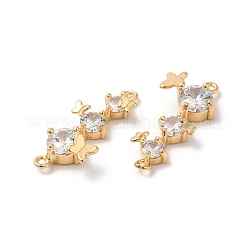 Brass Connector Charms with Clear Glass&nbsp;X-KK-B074-67G