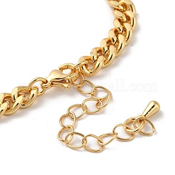 真鍮マイクロパヴェクリアキュービックジルコニアハートキューバンリンクチェーンブレスレット女性用  16KGP本金メッキ  6-7/8インチ（17.6cm）  ハート：18.5x20.5x2.5mm&nbsp;BJEW-M322-01G