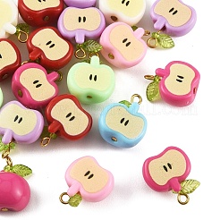 20PCSアクリルパーツ  りんご  プラチナ鉄ループ付き  ミックスカラー  20mm  穴：2mm&nbsp;PALLOY-YW00129
