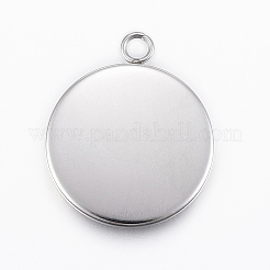 Tarnish Resistant 304 Stainless Steel Pendant Cabochon Settings&nbsp;STAS-E146-18P-18mm