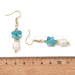 Natural Agate Cultured Freshwater Pearl Beads Dangle Earrings&nbsp;EJEW-JE07201