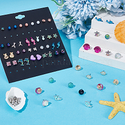 30 Pairs Zinc Alloy Resin Stud Earrings&nbsp;EJEW-WH0014-170