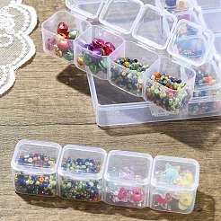 透明プラスチック2グリッドビーズコンテナ28個。  独立したボトルと蓋付き  各行7グリッド  長方形  透明  17.4x10.7x2.7cm&nbsp;CON-CJ0001-20