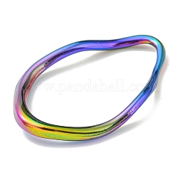 イオンプレーティング（IP）304ステンレス鋼リンクリング  不規則な楕円形  虹色  46x29.5x5.5mm  内径：40x23mm&nbsp;STAS-C079-18M
