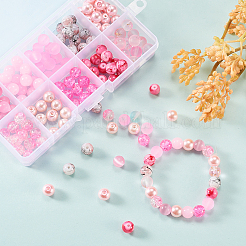 200個10スタイルDIYガラスラウンドビーズセット  ピンク  8mm  穴：1mm  20個/スタイル&nbsp;DIY-CJ0001-95