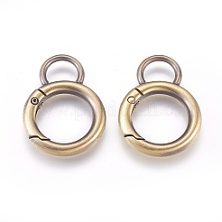 合金キークラスプ  スプリングゲートリング  ブラッシングアンティークブロンズ  6ゲージ  38.5x28x4mm  穴：11x8mm&nbsp;PALLOY-WH0058-01AB