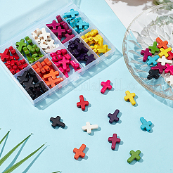 100色の合成ターコイズビーズ連売り10本  染め  クロス  ミックスカラー  20x15x4mm  穴：1mm  10個/カラー&nbsp;TURQ-AR0001-51