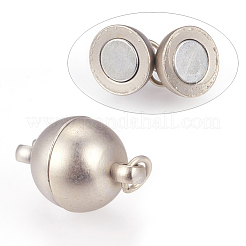 ループ付き真鍮製マグネットクラスプ  ラウンド  マットシルバー  16.5x10mm  穴：2.5~3mm&nbsp;KK-K176-01S