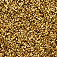 ガラス竹ビーズ  メタリックカラー  ゴールド  2.5~3x2mm  穴：0.9mm  約15000個/ポンド&nbsp;SEED-S032-12A-1107