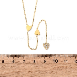 304 Stainless Steel Crystal Rhinestone Heart Lariat Necklaces&nbsp;NJEW-R026-10G