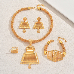 Alloy Hollow Trapezoid Bracelets & Earrings & Necklaces & Rings Sets for Women&nbsp;XQ7067