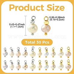 30Pcs 2 Colors Natural Cultured Freshwater Pearl Pendants&nbsp;PALLOY-YW00232