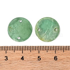 スプレー塗装された天然カピス貝のコネクタチャーム  ディスク  シーグリーン  15x1.5mm  穴：1mm&nbsp;BSHE-S304-18B