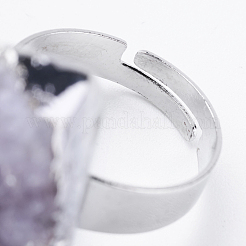 Adjustable Natural Druzy Amethyst Finger Rings&nbsp;RJEW-E146-02